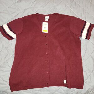 Vintage Emergency Exit Short Sleeve Cardigan and Half Top Sweater Size 2X